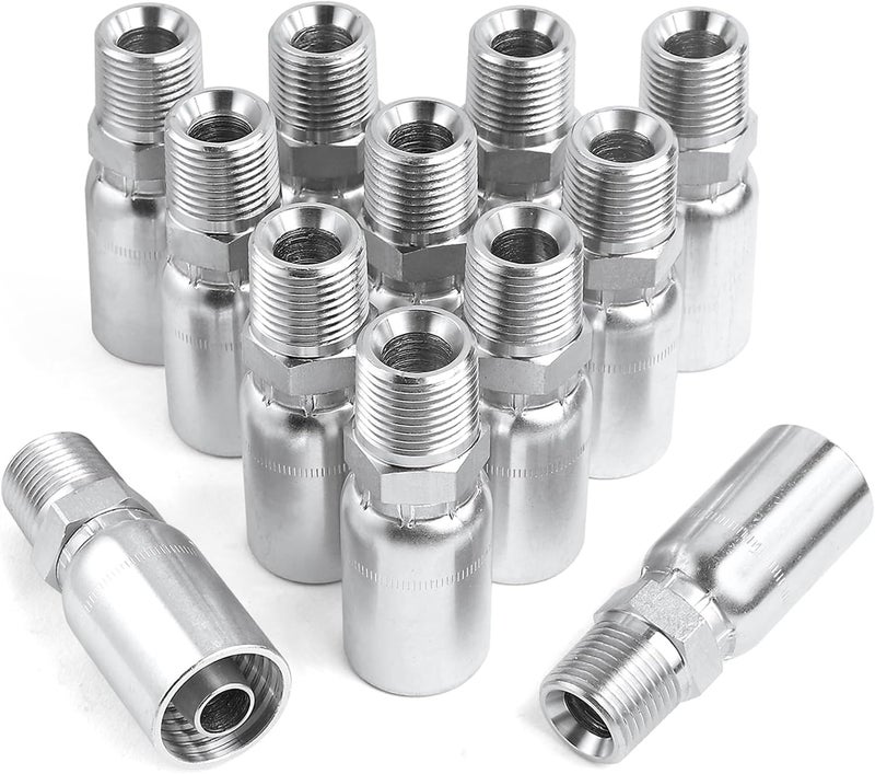 Zinger 12Pack 1/2" Hose x 1/2" NPTF Male Pipe Thread Hydraulic Hose End Crimp Fitting Compatible with Dayco Weatherhead U-Series - Image 1